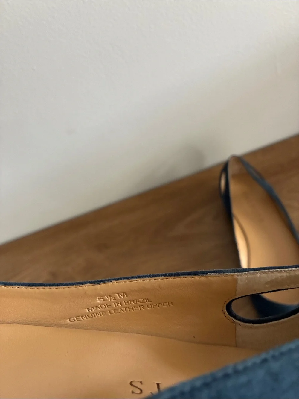 Talbots blue Suede Pointed Toe Cutout Flats Leather 5.5
